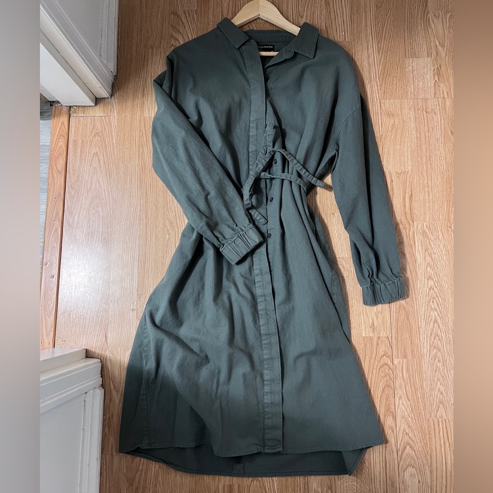 Frank & Oak Green Shirtdress